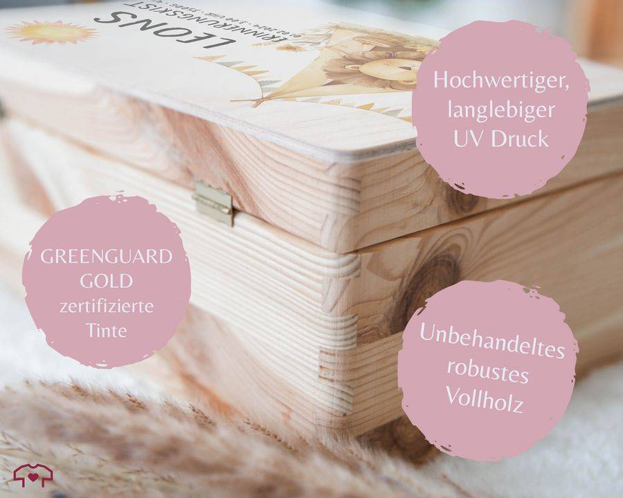 Shirtracer Personalisierte Baby Geschenke Erinnerungskiste Löwe Name Datum Erinnerungsb Shirtracer Neuheiten
