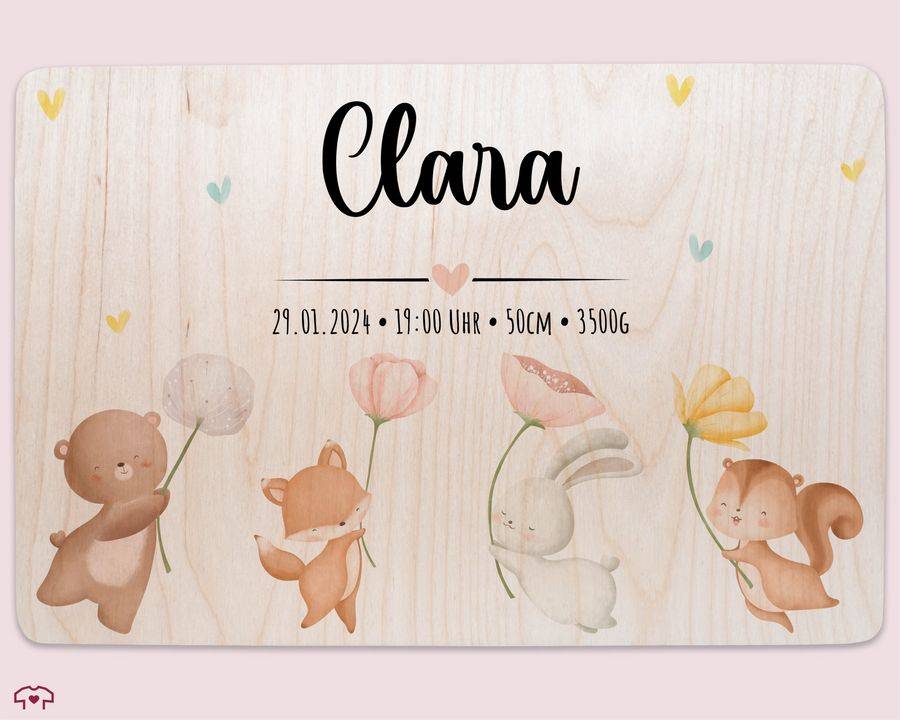 Shirtracer Erinnerungskiste Baby Personalisiert Erinnerungsbox Baby Erinnerungen Waldtiere Bär Fuchs Hase Eichhörnchen Shirtracer Letzte 2 Tage