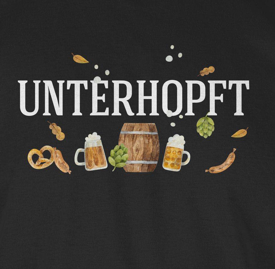 Shirtracer Unterhopft - Schriftzug und Volksfest Symbole: T-Shirt Turnbeutel Shirtracer Fabrikverkauf