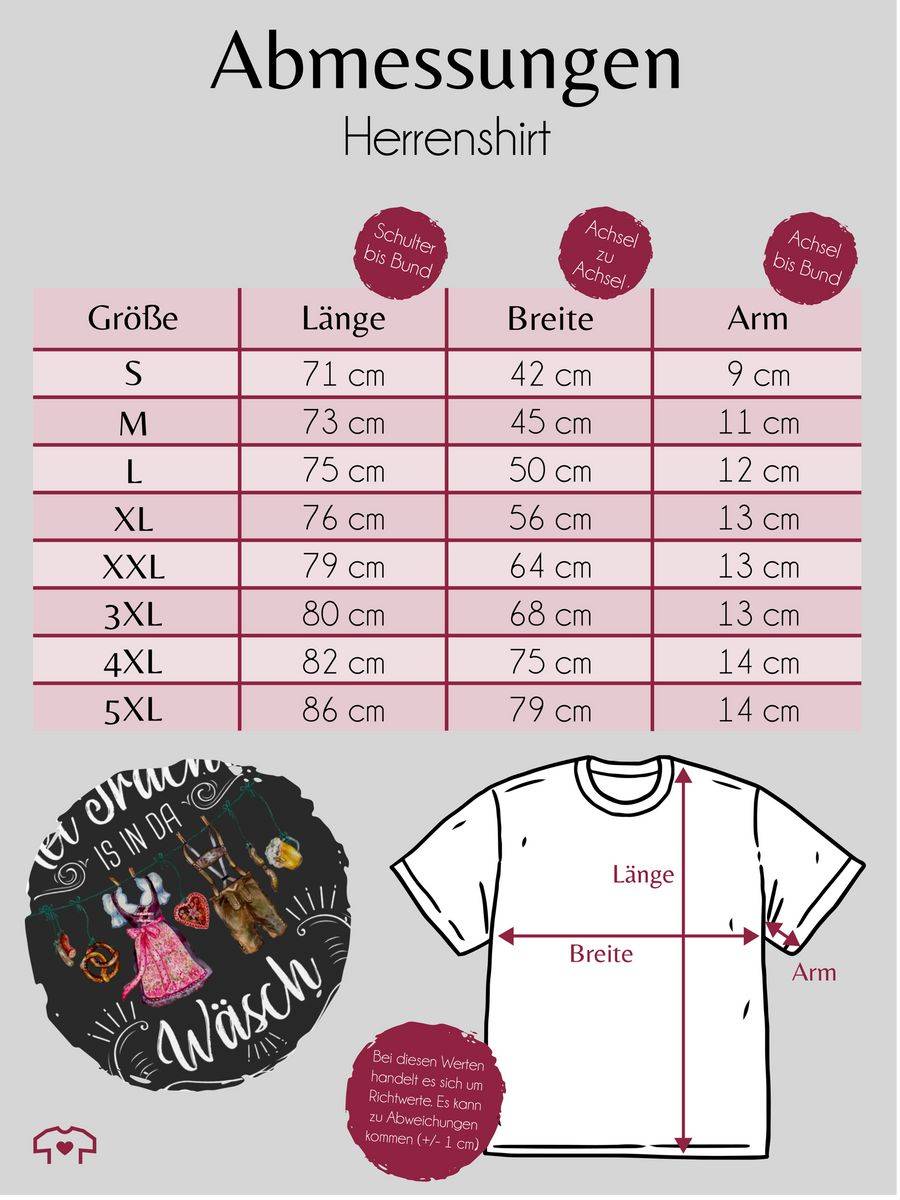 Shirtracer Mei Tracht is in da Wäsch - Wäscheleine - weißer Schriftzug: Tshirt Turnbeutel Shirtracer Wochenangebot