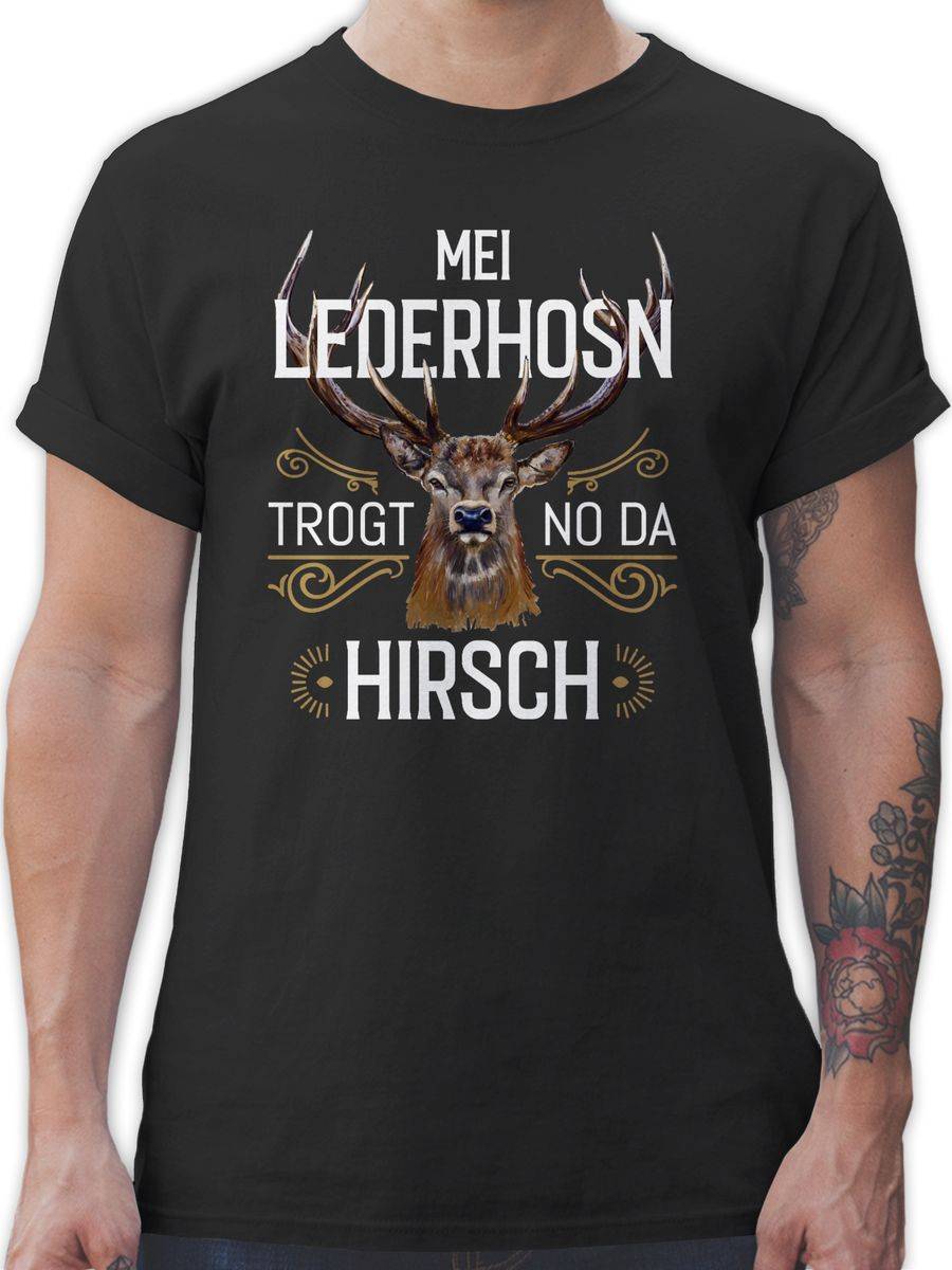 Shirtracer Mei Lederhosn trogt no da Hirsch - weiß braun: Tshirt Gym Bag Shirtracer Begrenzt auf 3 Tage