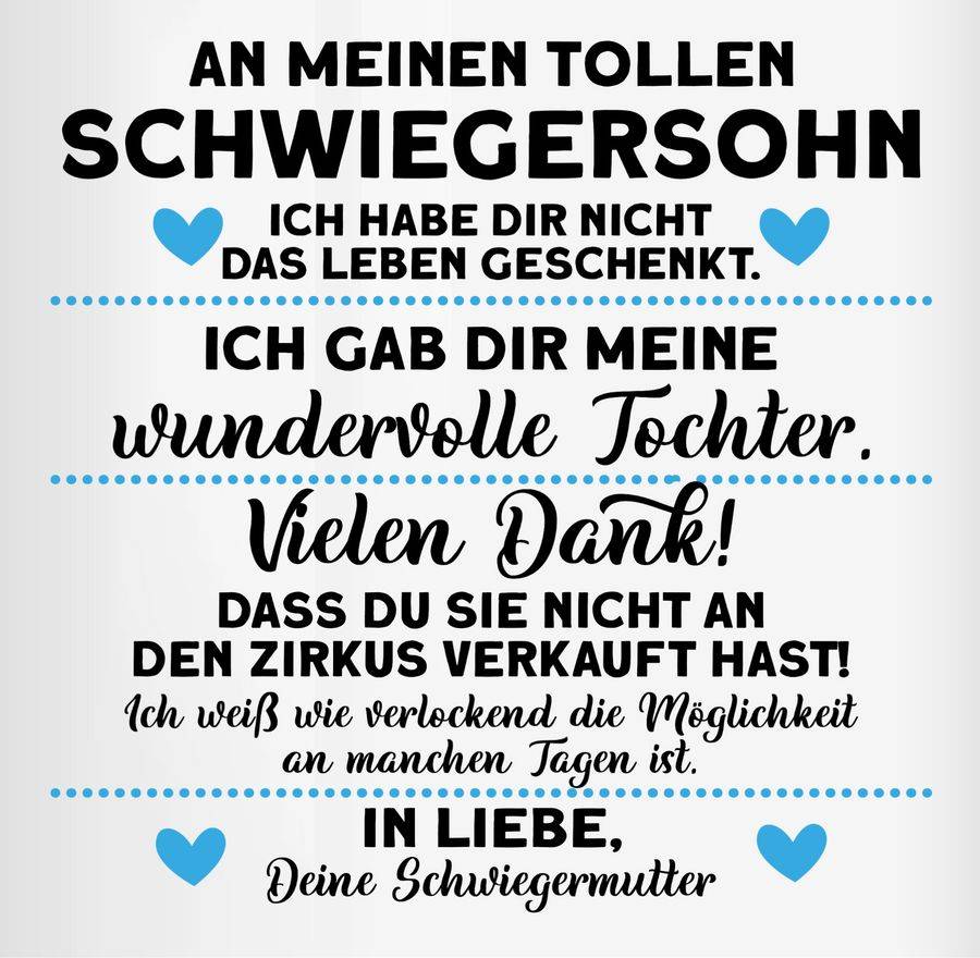 Shirtracer An meinen tollen Schwiegersohn Shirts & Mehr Shirtracer Sonderangebot