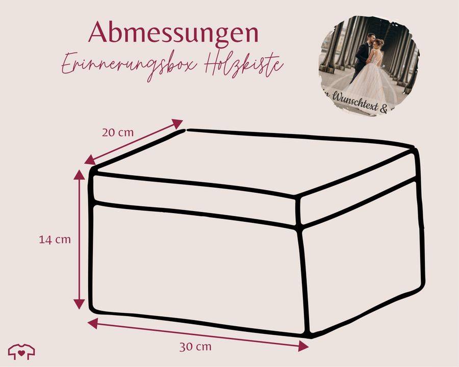 Shirtracer Hochzeitsbox Geschenkbox Hochzeit mit Foto und Namen Datum Erinnerungskiste Hochzeit Bilder Shirtracer Zeitbegrenzte Promotion