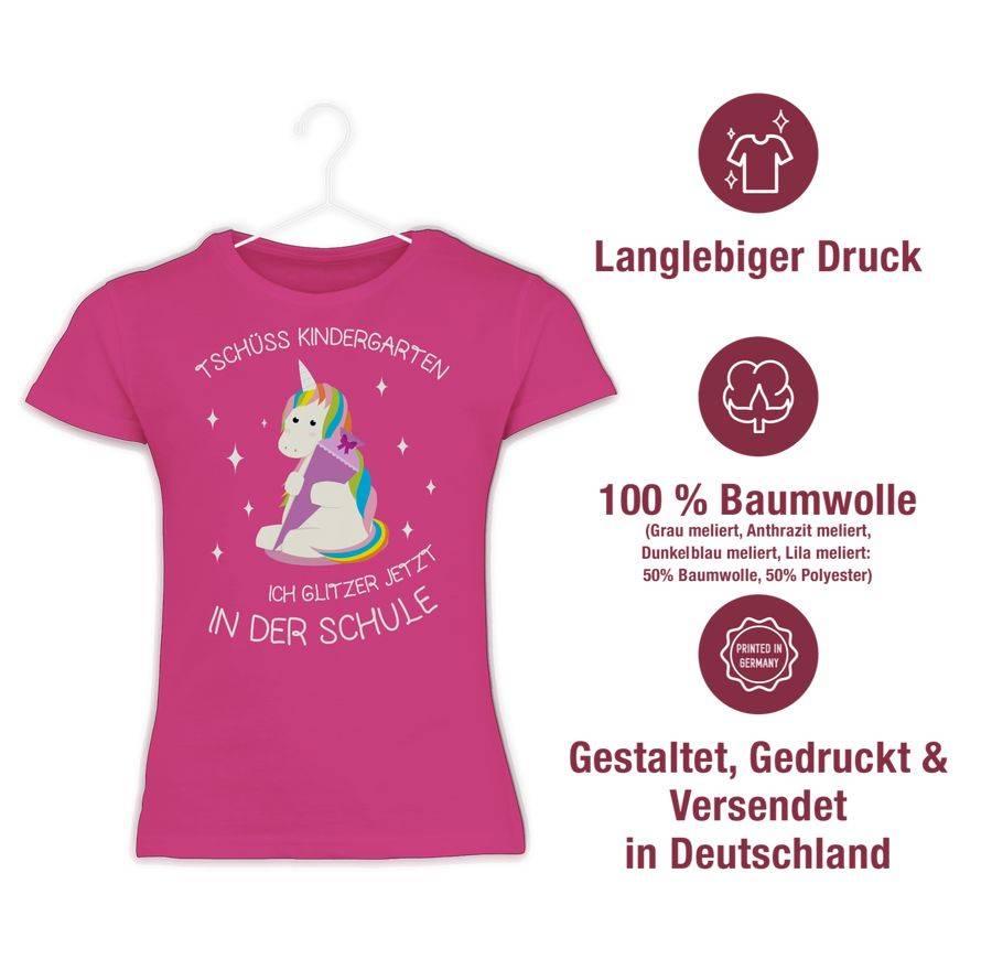 Shirtracer Einschulung Einhorn Tschüss Kindergarten Schultüte Shirts & Mehr Shirtracer Online Shopping