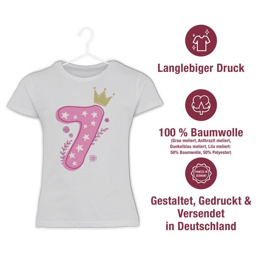 Shirtracer Siebter Mädchen Krone Sterne Shirts & Mehr Shirtracer Tägliche Deals
