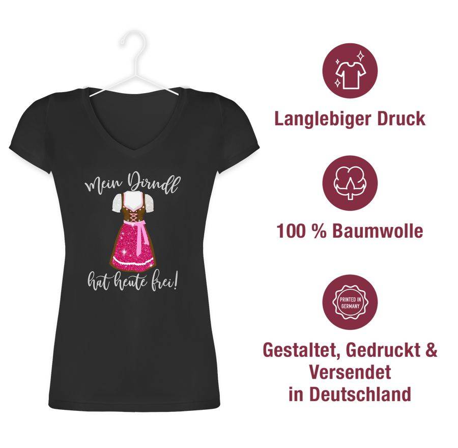 Shirtracer Mein Dirndl hat heute frei - Glitzer Optik: T-Shirt Turnbeutel Shirtracer VIP-Rabatte