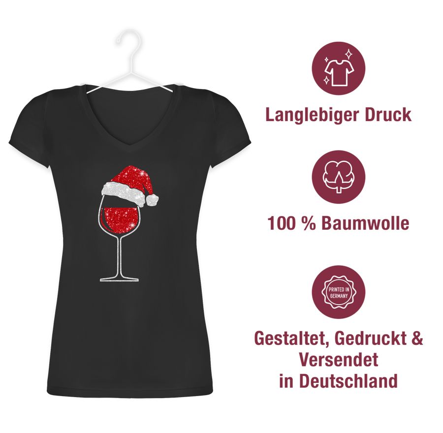 Shirtracer Weinglas mit Weihnachtsmütze: Tshirt Rucksack Shirtracer Verkauf