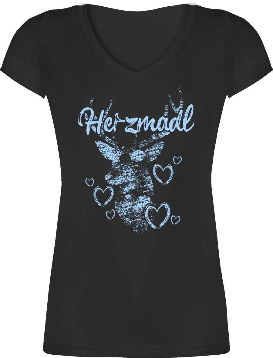 Shirtracer Herzmadl mit Hirsch und Herzen - hellblau: T-Shirt Turnbeutel Shirtracer Rabatt