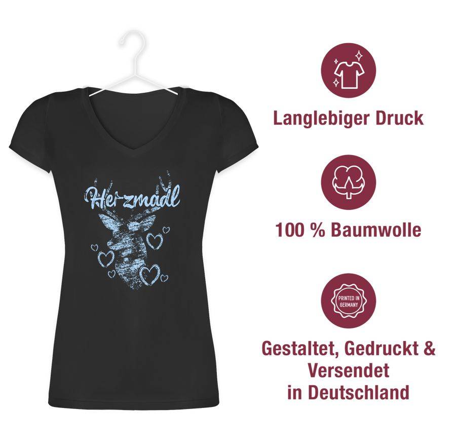 Shirtracer Herzmadl mit Hirsch und Herzen - hellblau: T-Shirt Turnbeutel Shirtracer Rabatt