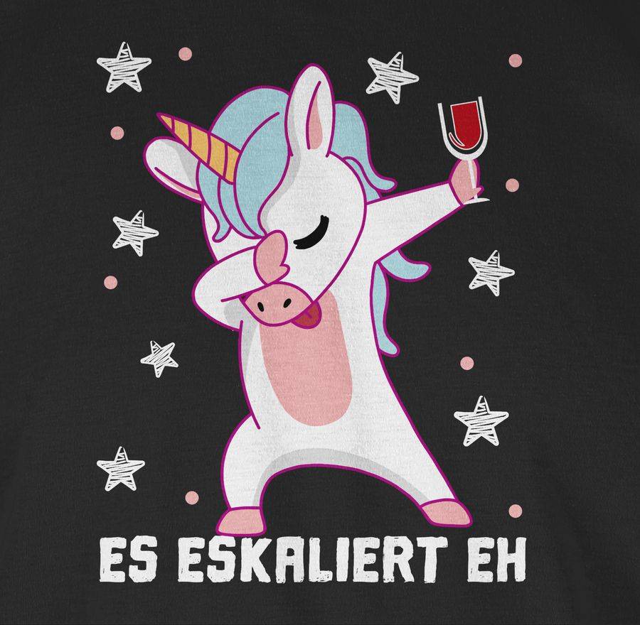 Shirtracer Es eskaliert eh Einhorn mit Weinglas weiß Shirts & Mehr Shirtracer Black Friday