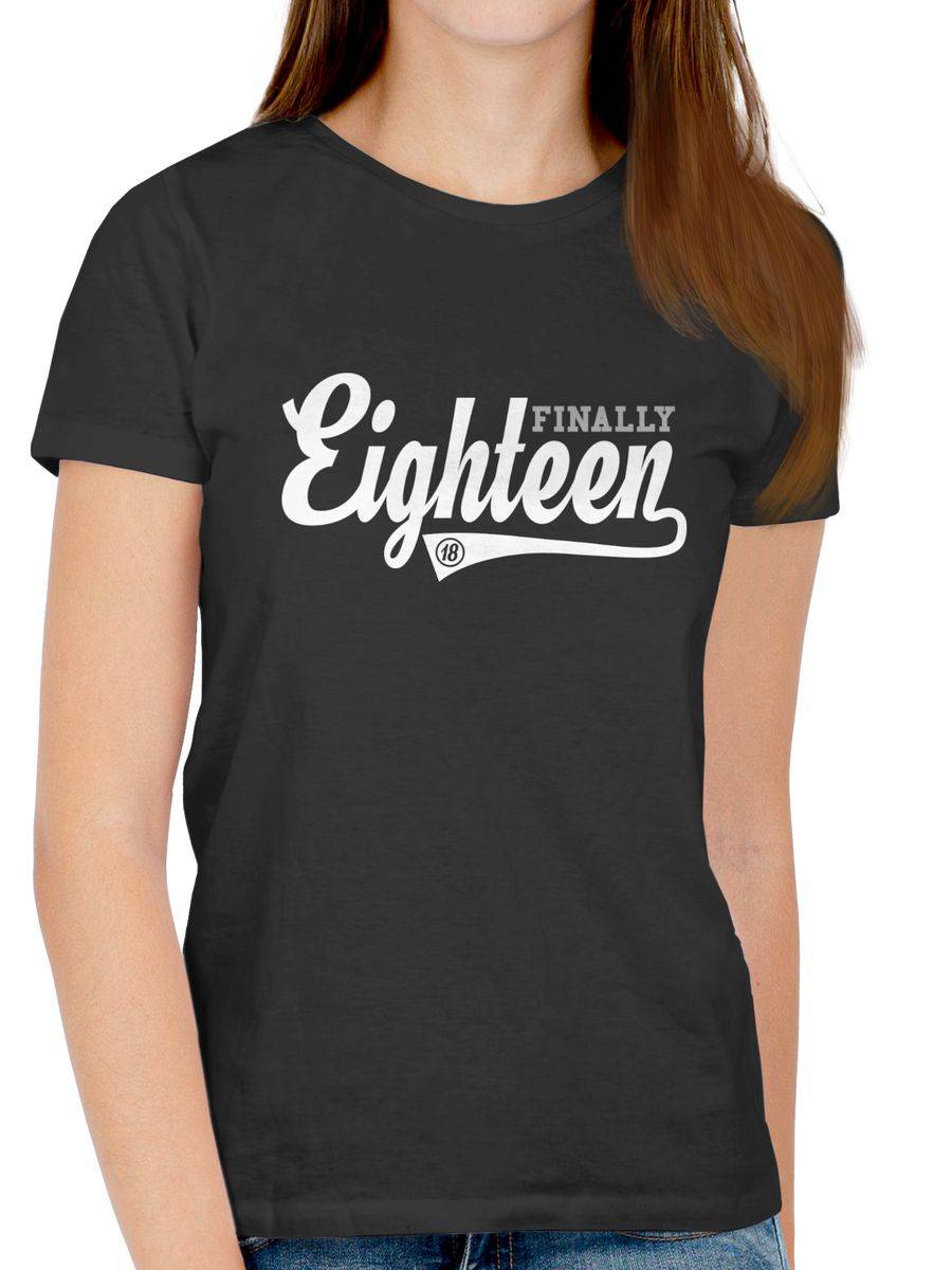Shirtracer Finally Eighteen College Stil: Tshirt Turnbeutel Shirtracer Lagerräumung