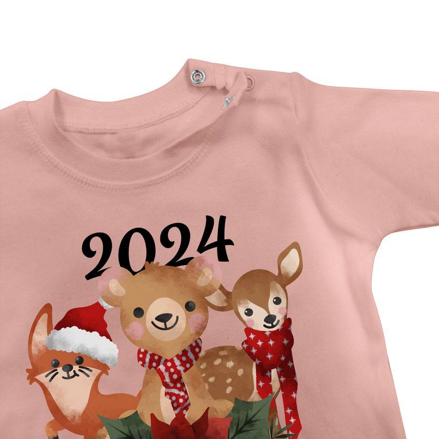 Shirtracer 2024 Mein erstes Weihnachten mit süßen Tieren - schwarz: Tshirt Rucksack Shirtracer Tägliche Deals