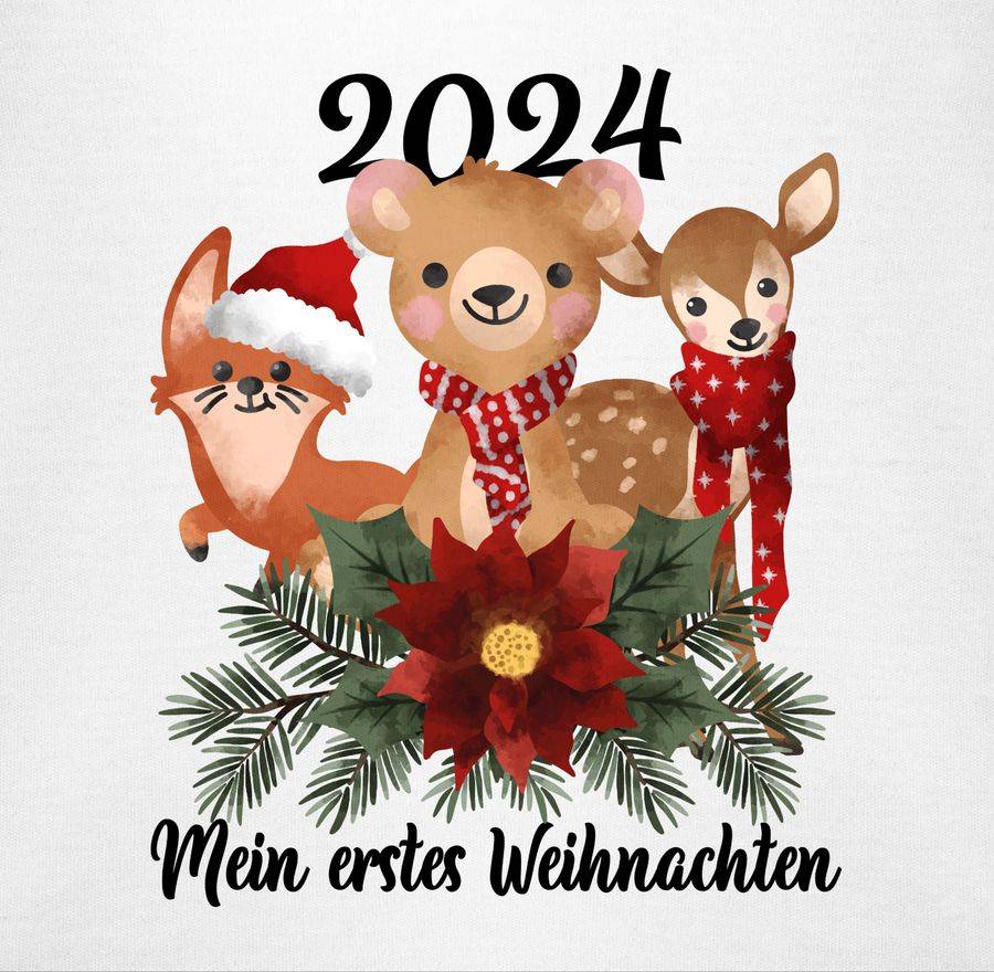Shirtracer 2024 Mein erstes Weihnachten mit süßen Tieren - schwarz: Tshirt Rucksack Shirtracer Bis zu 60% Rabatt
