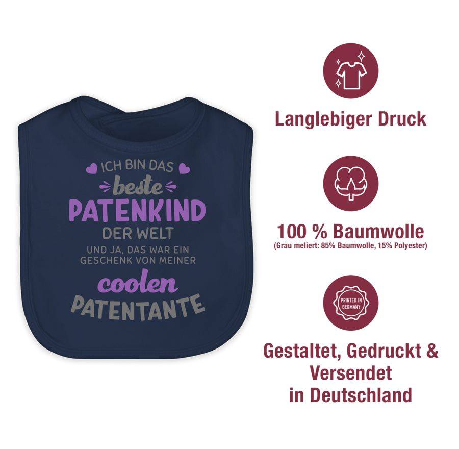 Shirtracer Ich bin das beste Patenkind der Welt grau/lila: Tshirt Gym Bag Shirtracer Speichern exportieren