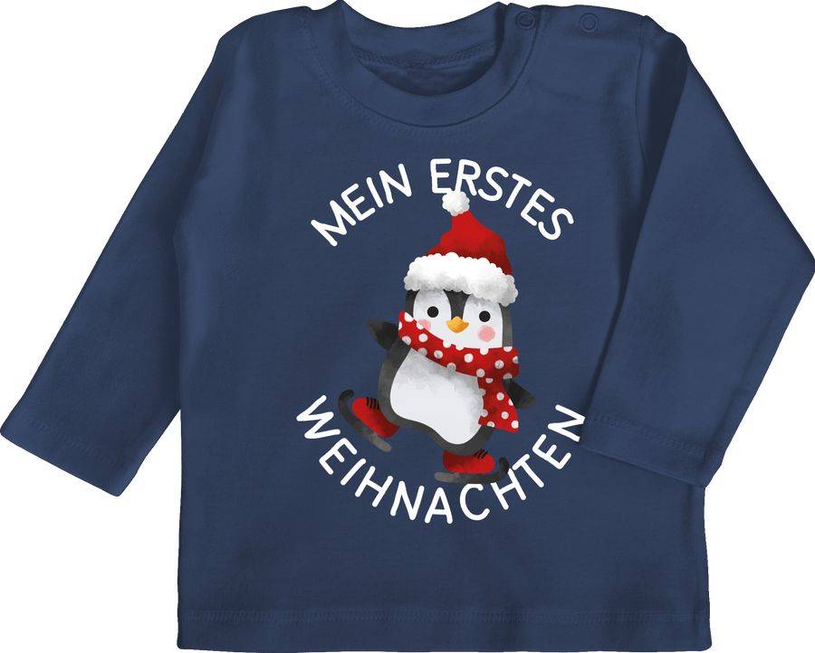 Shirtracer Mein erstes Weihnachten mit Pinguin - weiß: Tshirt Turnbeutel Shirtracer Auslauf