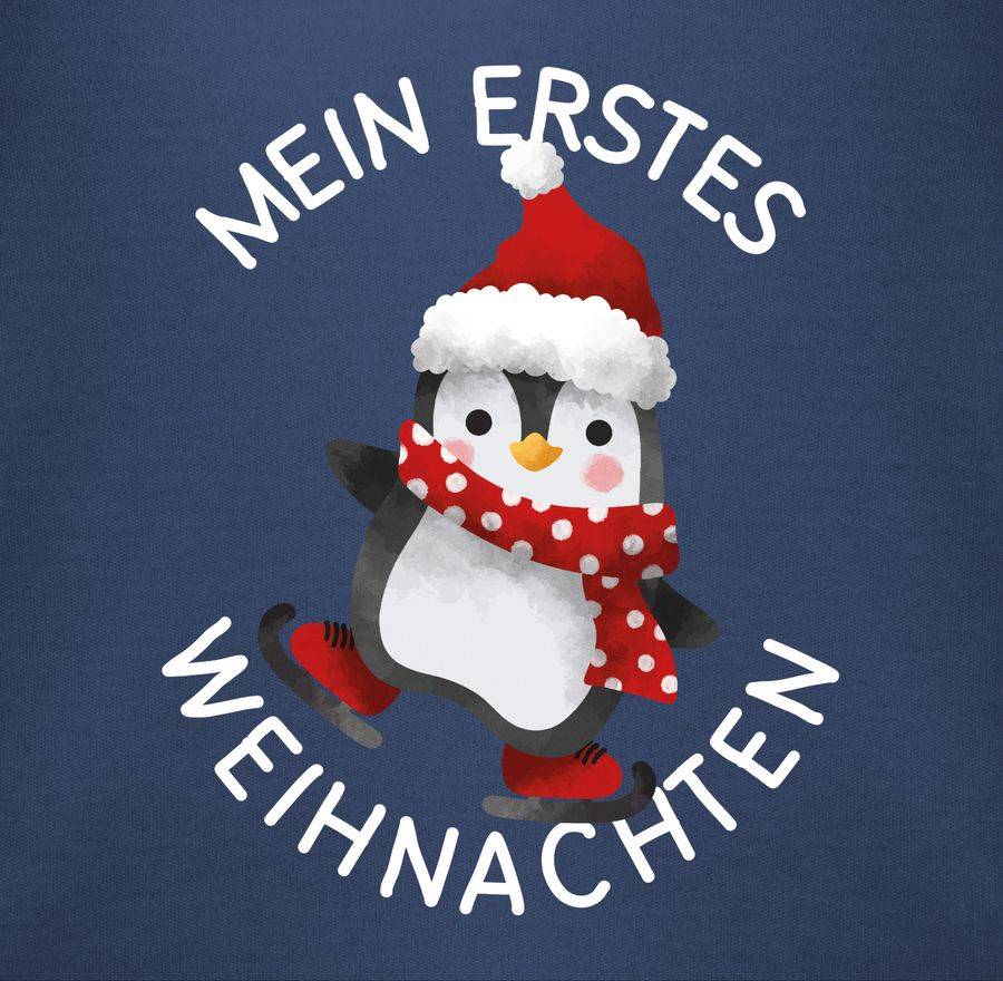 Shirtracer Mein erstes Weihnachten mit Pinguin - weiß: Tshirt Turnbeutel Shirtracer Auslauf