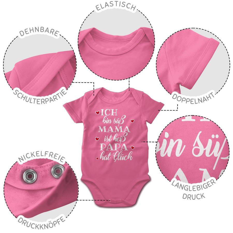 Shirtracer Ich bin süß Mama ist heiß Papa hat Glück Herzen: Tshirt Rucksack Shirtracer Blitzverkäufe