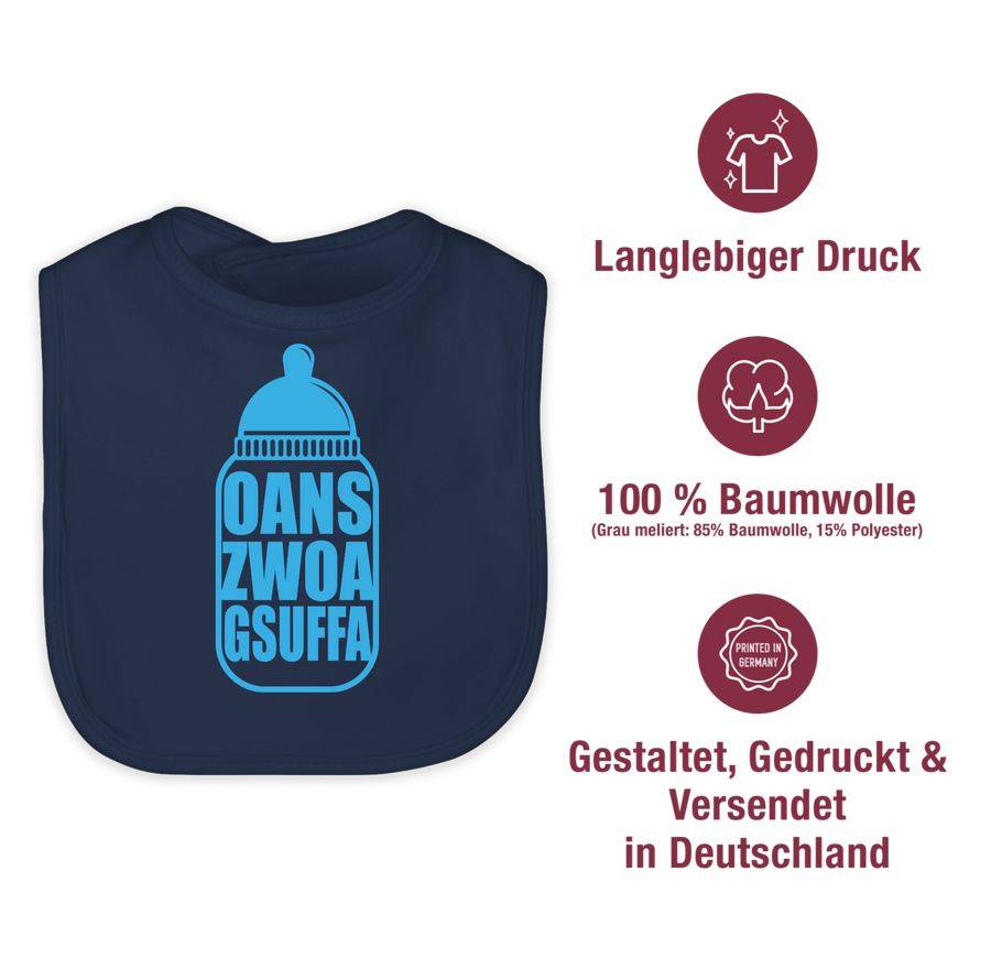Shirtracer Babyflasche Oans Zwoa Gsuffa blau Shirts & Mehr Shirtracer Exklusivangebot
