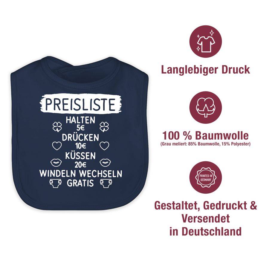 Shirtracer Preisliste mit Symbolen - weiß: T-Shirt Turnbeutel Shirtracer Preisnachlass