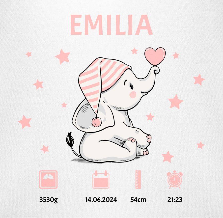 Shirtracer Elefant Geburtsdaten Geschenk zur Geburt Shirts & Mehr Shirtracer Vatertagsangebot