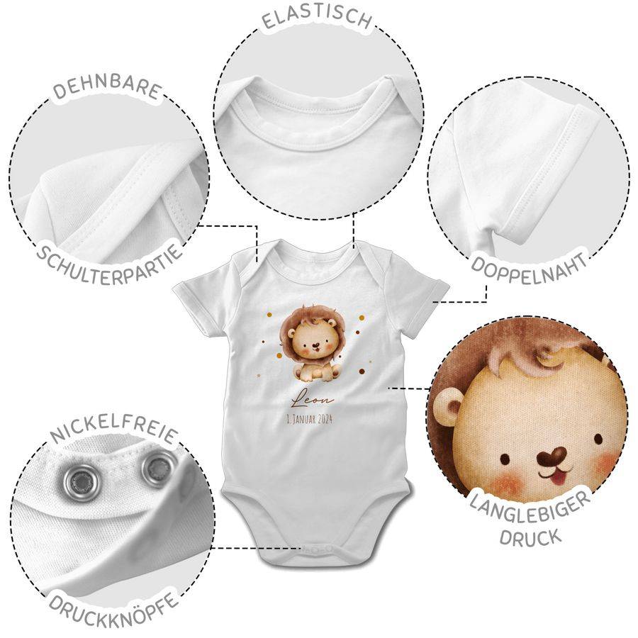 Shirtracer Löwe mit Name und Datum - Geburtstag Geburt Tiermotiv Geschenk: Tshirt Gym Bag Shirtracer Valentinstagsangebot