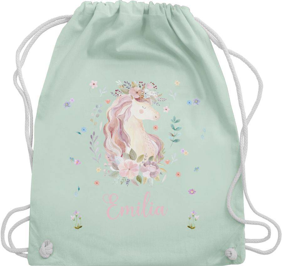 Shirtracer Einhorn Geschenke mit Name: T-Shirt Rucksack Shirtracer