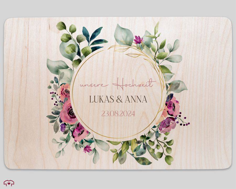 Shirtracer Erinnerungsbox Unsere Hochzeit mit Blumenkranz personalisiert Geschenke zur Hochzeit Shirtracer Begrenzt auf 3 Tage