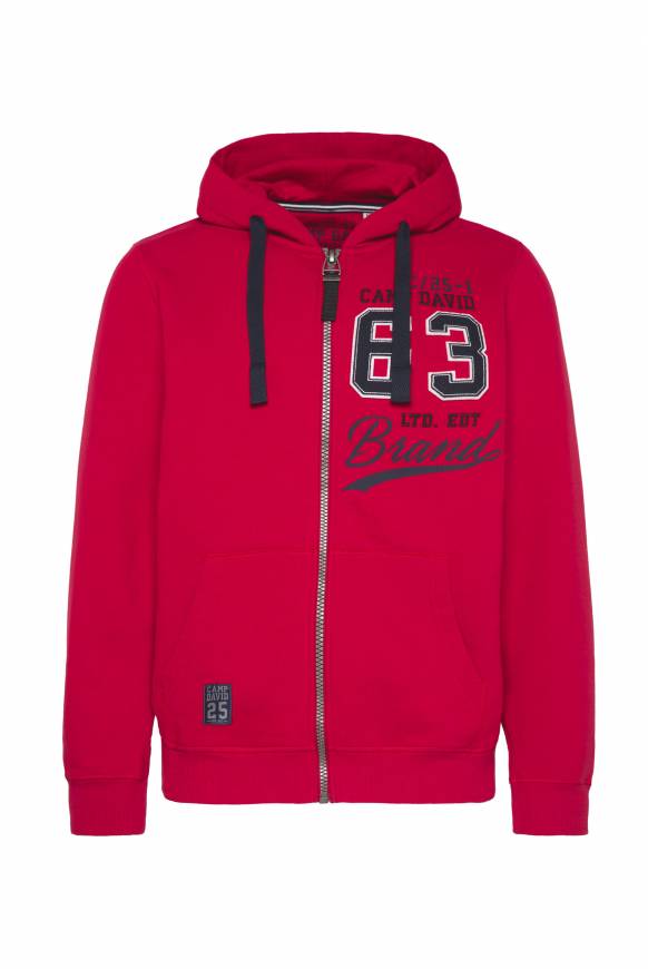 Soccx Kapuzensweatjacke mit Retro-Artwork royal red Sonderangebot der Fabrik
