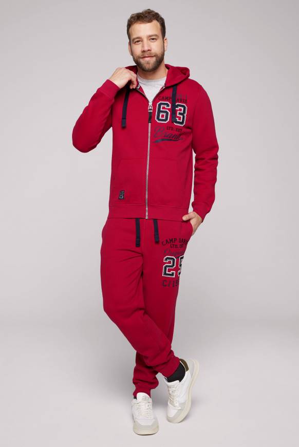 Soccx Kapuzensweatjacke mit Retro-Artwork royal red Sonderangebot der Fabrik
