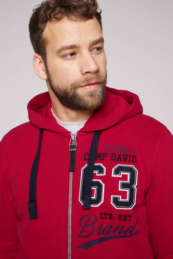 Soccx Kapuzensweatjacke mit Retro-Artwork royal red Sonderangebot der Fabrik
