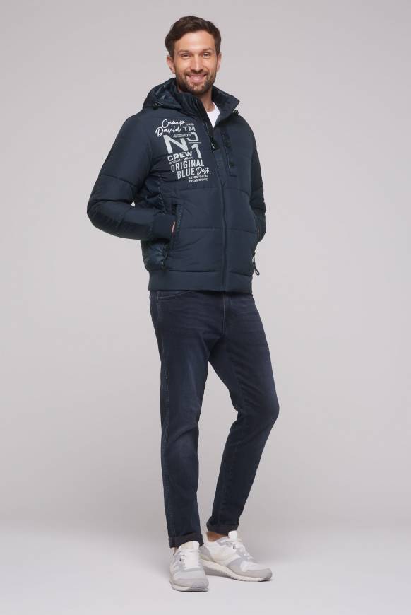 Soccx Steppjacke im Materialmix mit abtrennbarer Kapuze blue navy Speichern exportieren