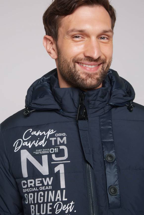 Soccx Steppjacke im Materialmix mit abtrennbarer Kapuze blue navy Speichern exportieren