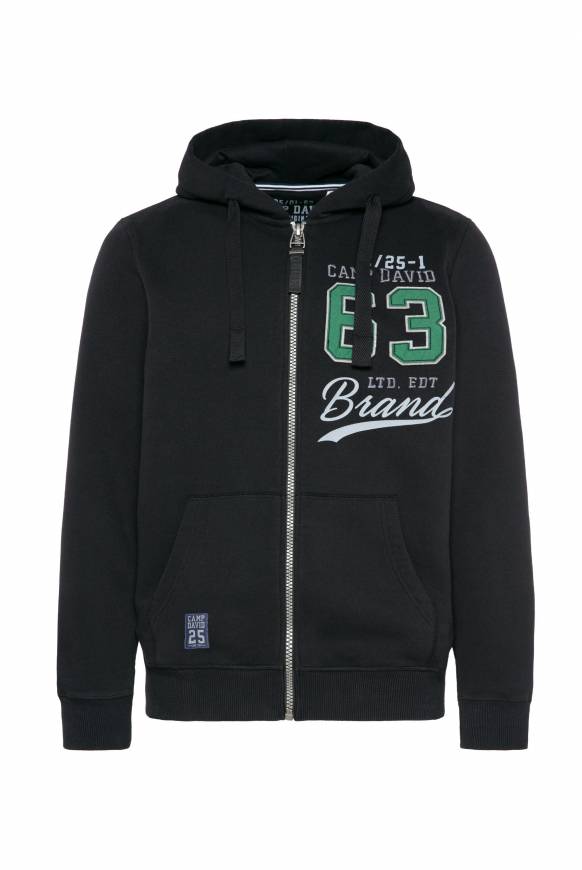 Soccx Kapuzensweatjacke mit Retro-Artwork black Verkauf