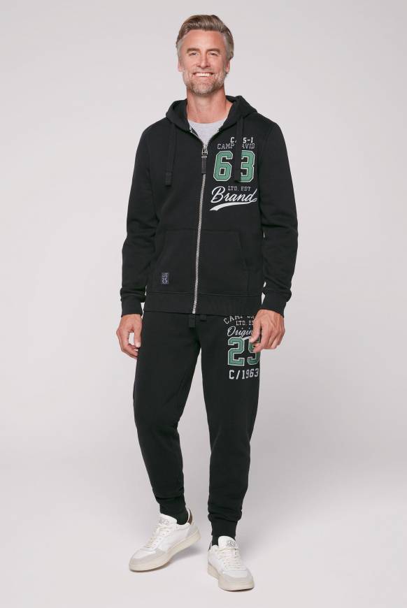 Soccx Kapuzensweatjacke mit Retro-Artwork black Verkauf