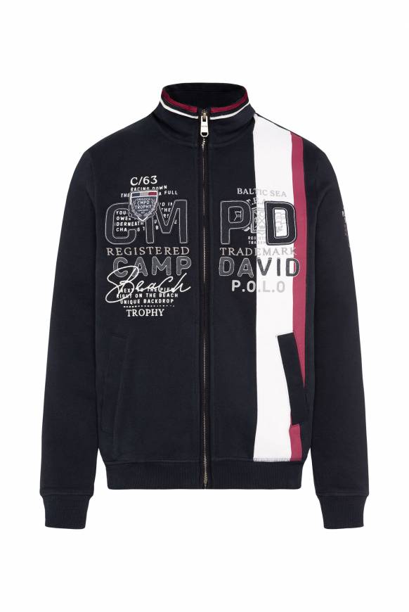Soccx Sweatjacke mit Color-Blocking und Artworks blue navy im Angebot
