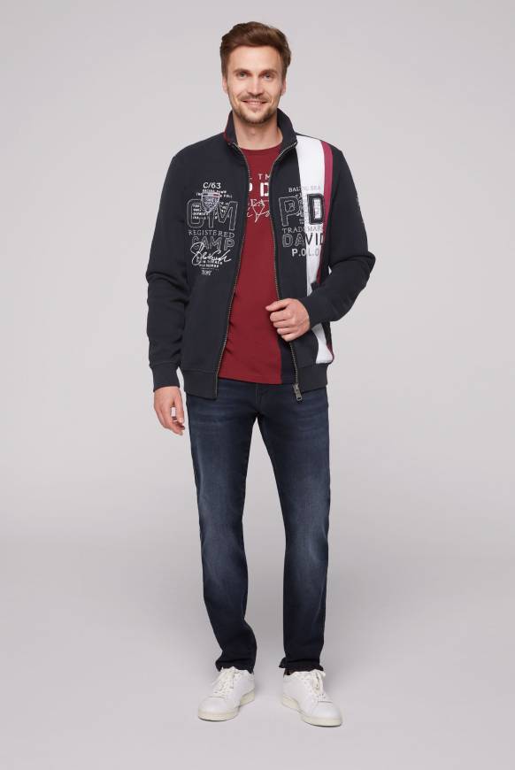 Soccx Sweatjacke mit Color-Blocking und Artworks blue navy im Angebot