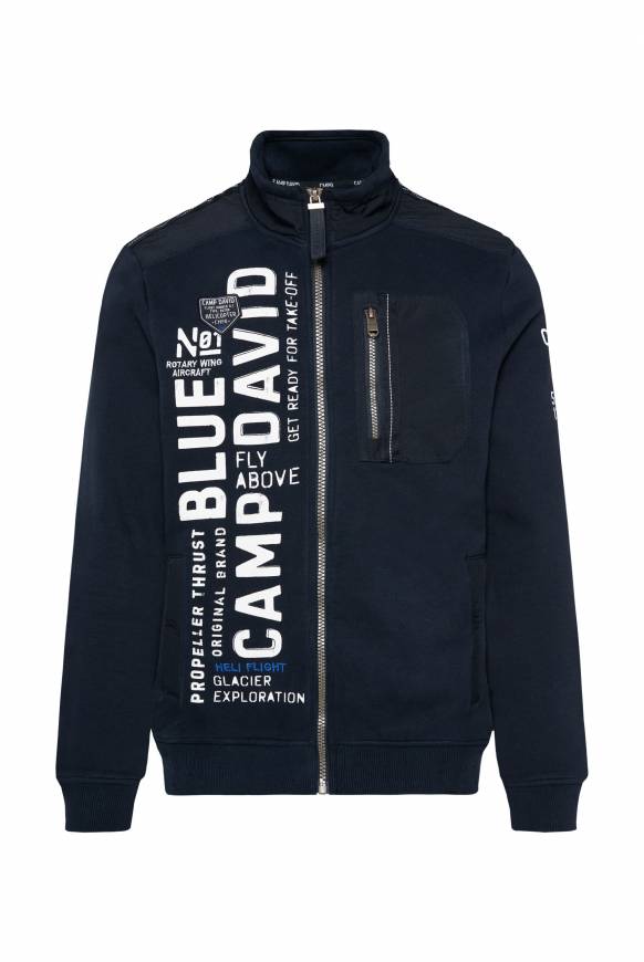Soccx Sweatjacke mit tonigen Ripstop-Details blue navy Fabrikverkauf