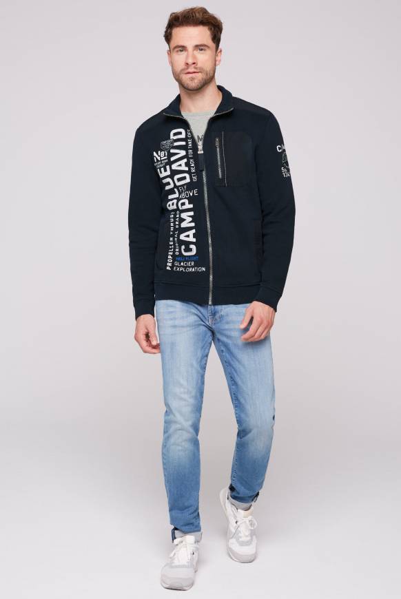 Soccx Sweatjacke mit tonigen Ripstop-Details blue navy Fabrikverkauf