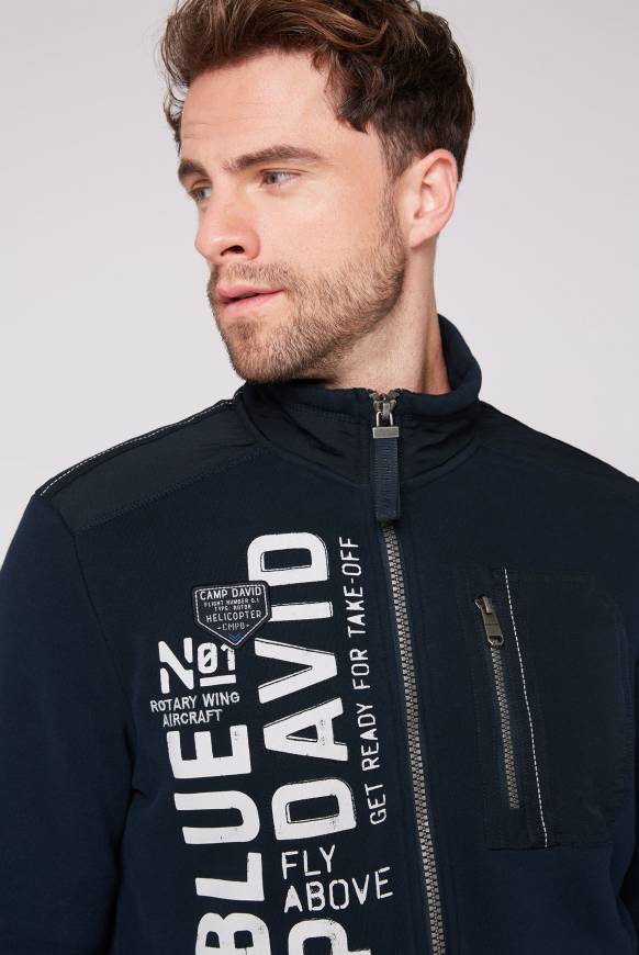 Soccx Sweatjacke mit tonigen Ripstop-Details blue navy Fabrikverkauf