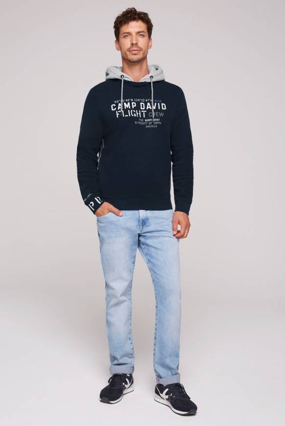 Soccx Sweatshirt mit Kontrastkapuze und Logo-Stickereien blue navy Kostenloser Versand