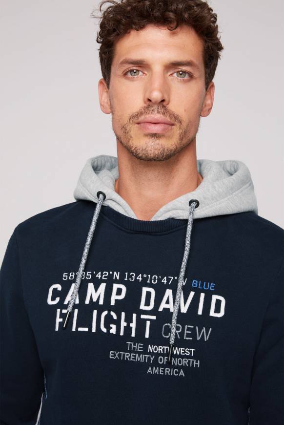 Soccx Sweatshirt mit Kontrastkapuze und Logo-Stickereien blue navy Kostenloser Versand