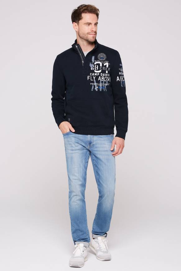 Soccx Troyer-Sweatshirt mit Artworks blue navy Fabrik Onlineshop