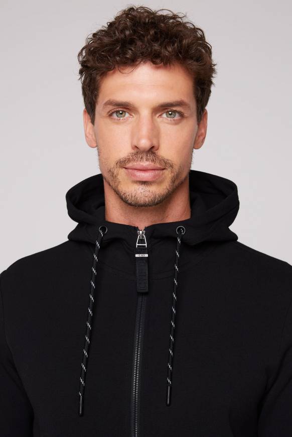 Soccx Sweatjacke aus Interlock mit Kapuze blue navy Fabrikpreis