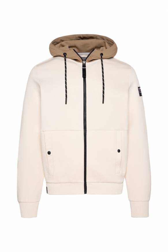 Soccx Sweatjacke aus Interlock mit Kapuze ecru Sonderangebot