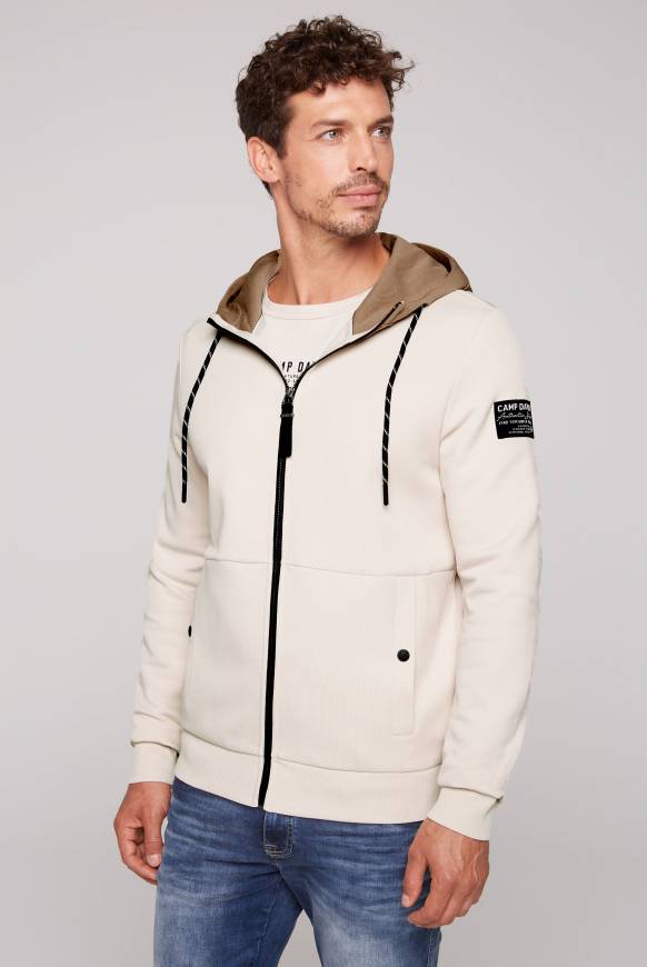 Soccx Sweatjacke aus Interlock mit Kapuze ecru Sonderangebot