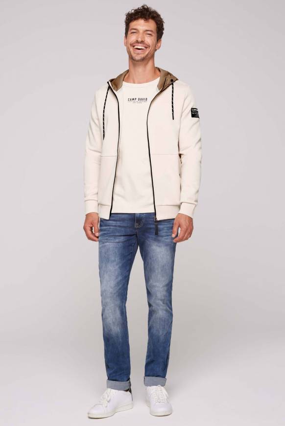 Soccx Sweatjacke aus Interlock mit Kapuze ecru Sonderangebot