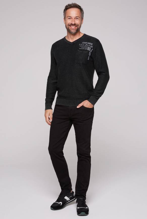 Soccx Pullover Linksstrick mit Used Look black Exklusivangebot