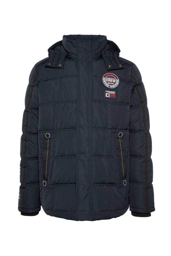 Soccx Lange Steppjacke mit Kapuze und Rücken-Artwork blue navy Vatertagsangebot
