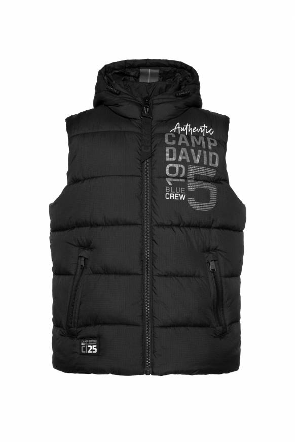 Soccx Steppweste mit Kapuze und Rücken-Print black Heißer Verkauf