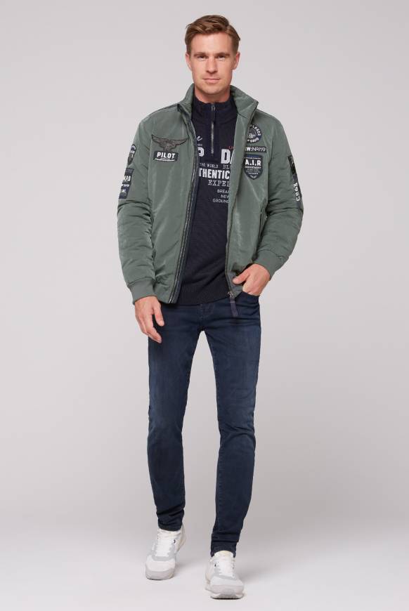 Soccx Wattierter Fliegerblouson mit Patches khale green Blitzangebot